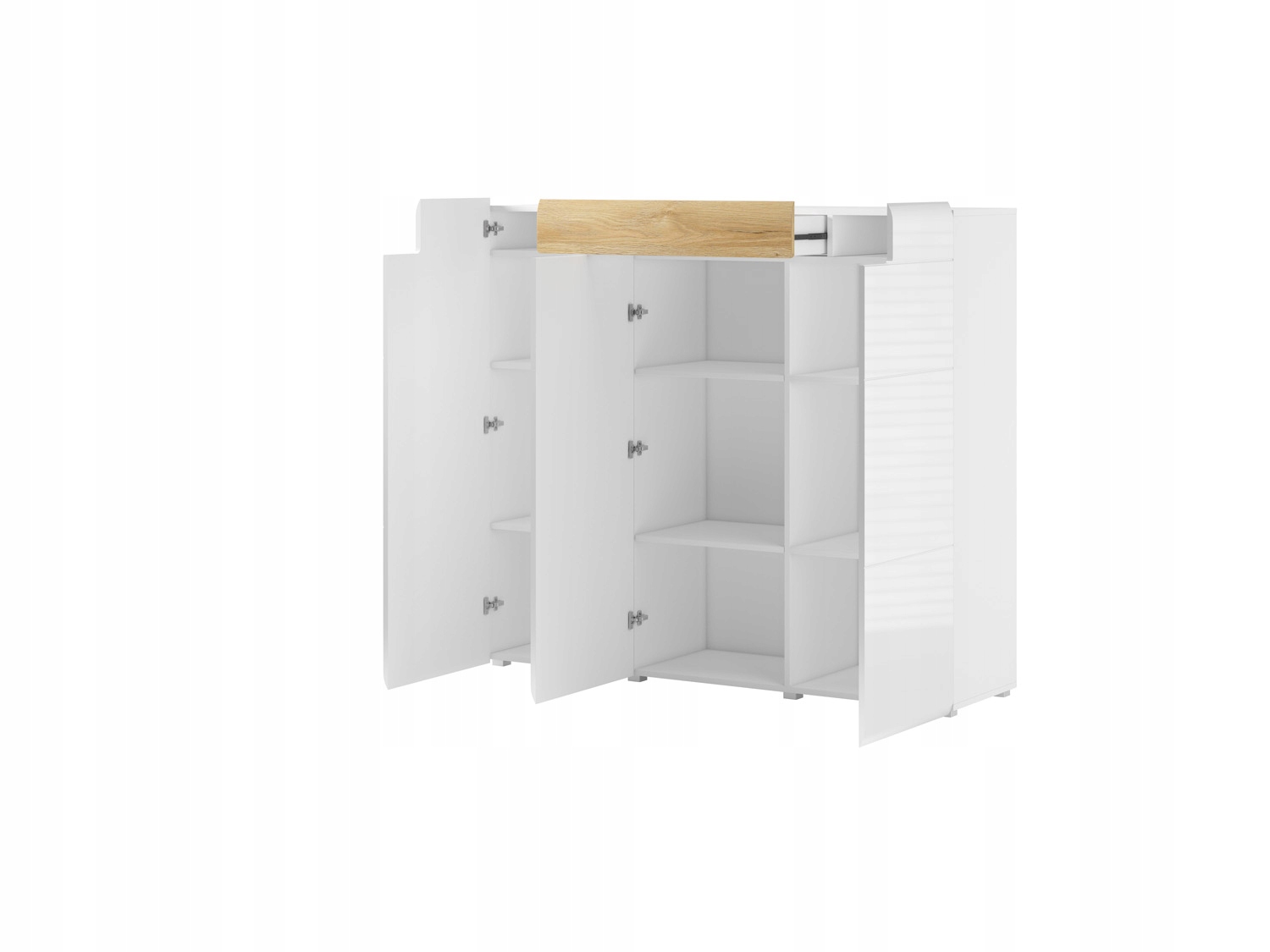 Wysoka komoda TOLEDO z szufladą biały/biały połysk Kolekcja Toledo