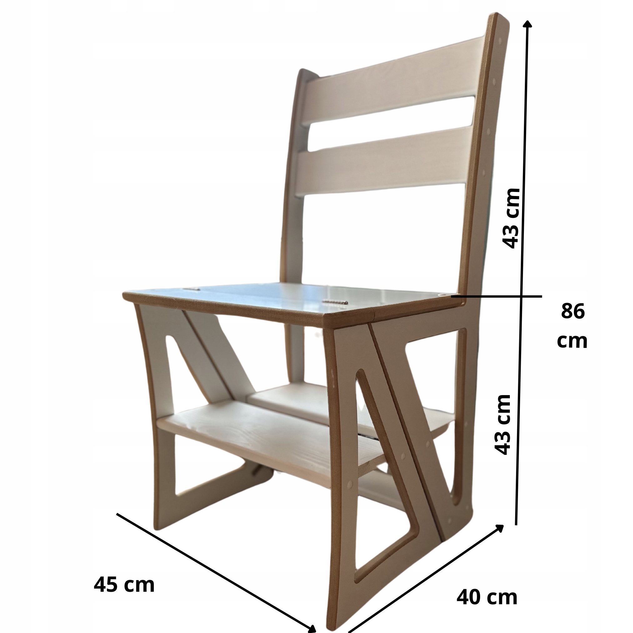 KRZESŁO + DRABINA + PÓŁKA 3w1 drewniany bezpieczny biały ECO SMART Stan opakowania oryginalne