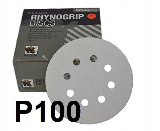 Indasa White Line Krążek Na Rzep Papier Ścierny Dysk 125MM P100 8H 50SZT