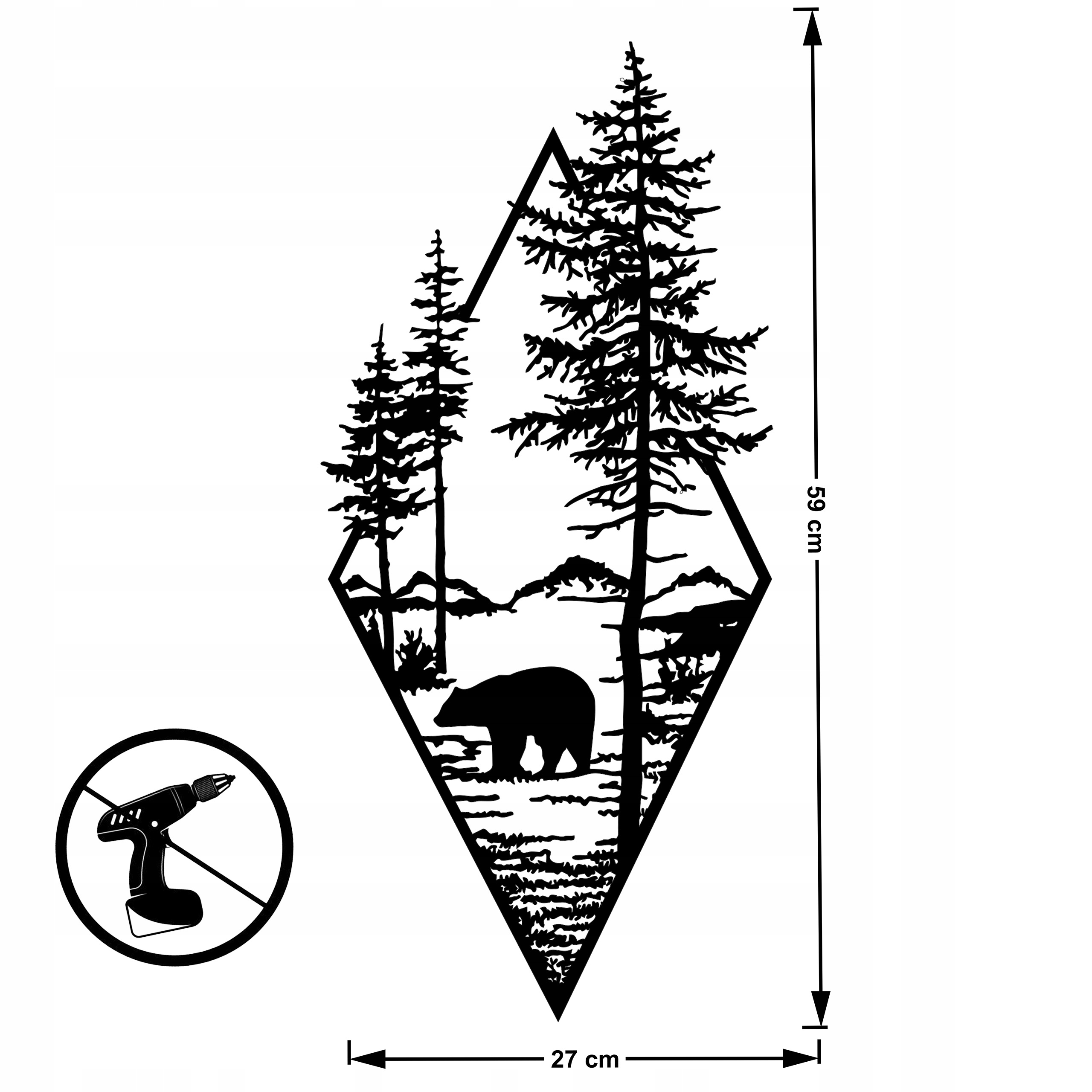 OBRAZ AŻUROWY OZDOBA ŚCIENNA GÓRY NIEDŹWIEDŹ DEKORACJA SALONU POKOJU +TAŚMA Marka WYPALANKI