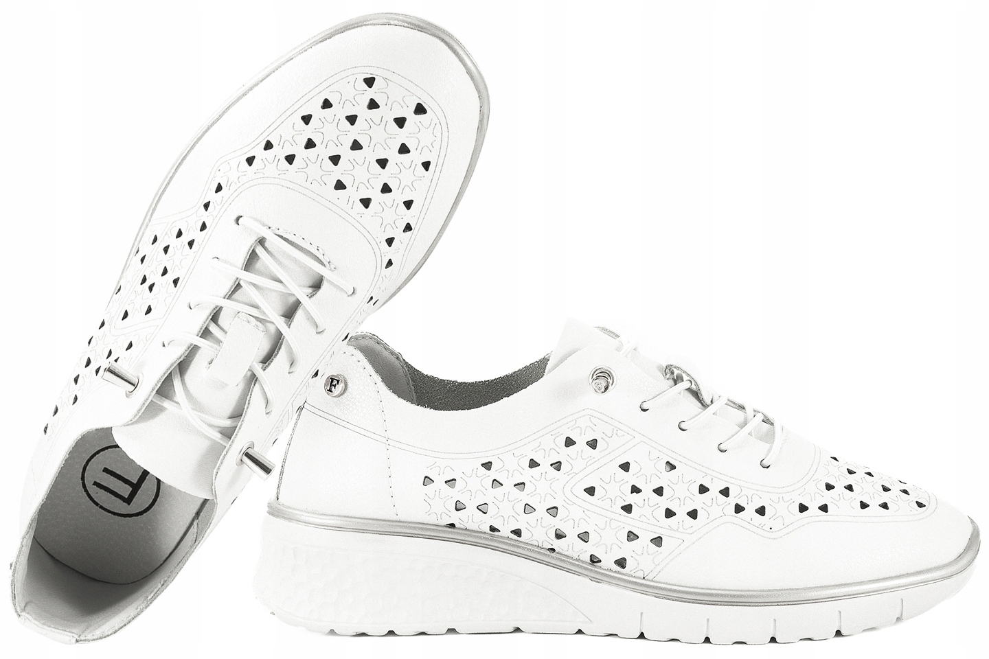 Filippo DP6714 Ažurové Kožené Polobotky Tenisky Na Klínku bílé 38