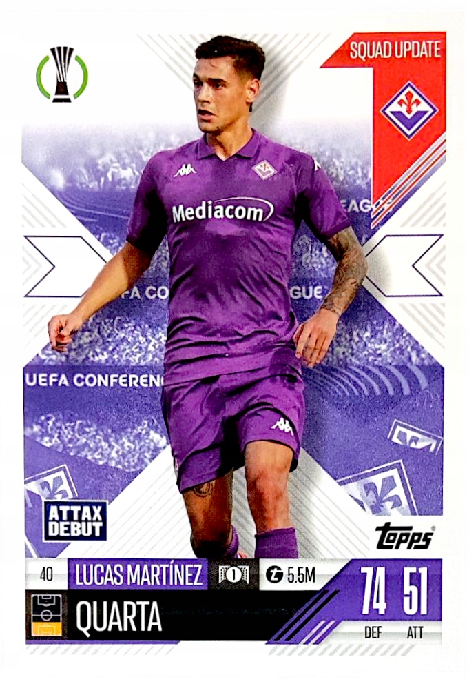 Match Attax Extra 2025 Squad Update 40 Lucas Martinez Quarta Fiorentina