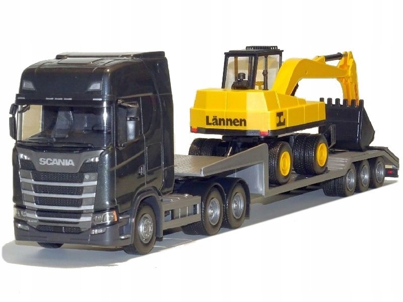 Emek 30603 Scania S Next Gen s návěsem a bagrem černá