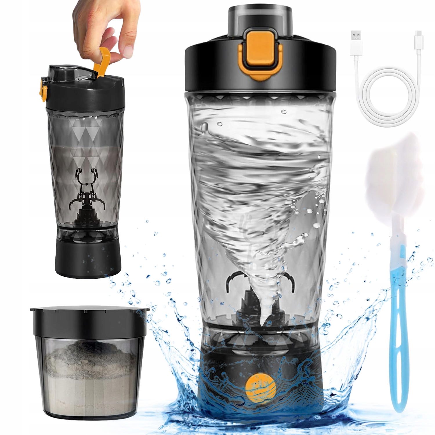 Duży Shaker Szczelny Szejker Na Trening Siłownię 550ML Czarny