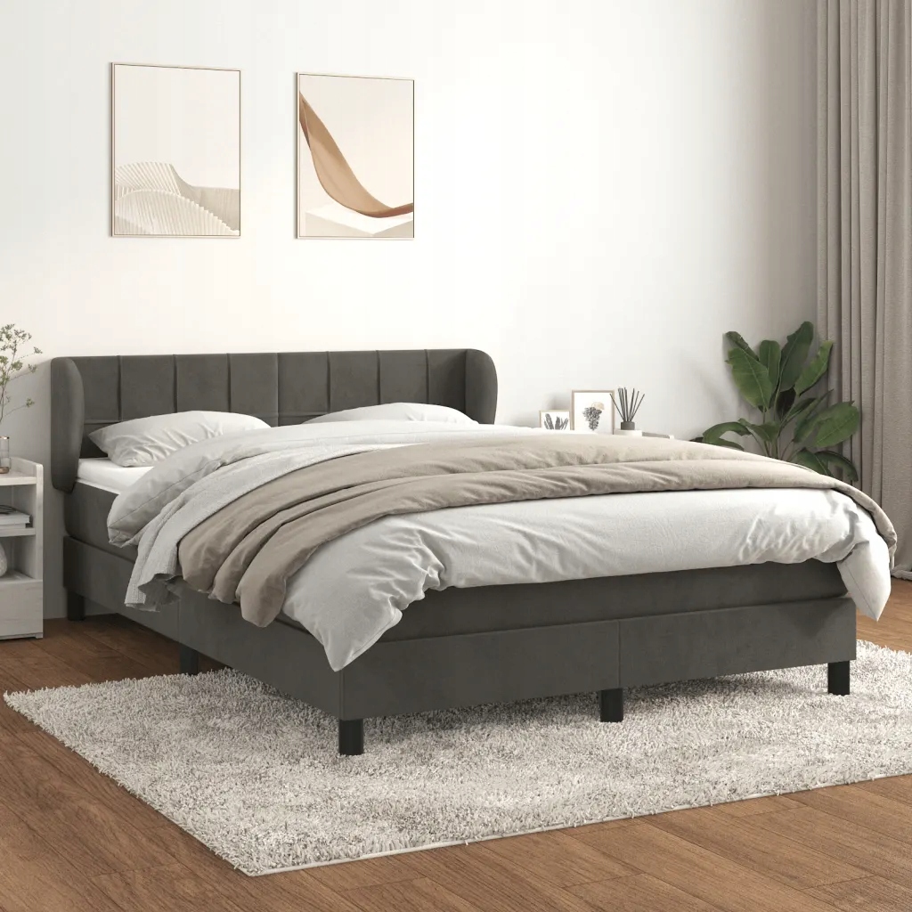 Box spring postel s matrací tmavě šedý 140 x 190 cm samet Šedá 3127488