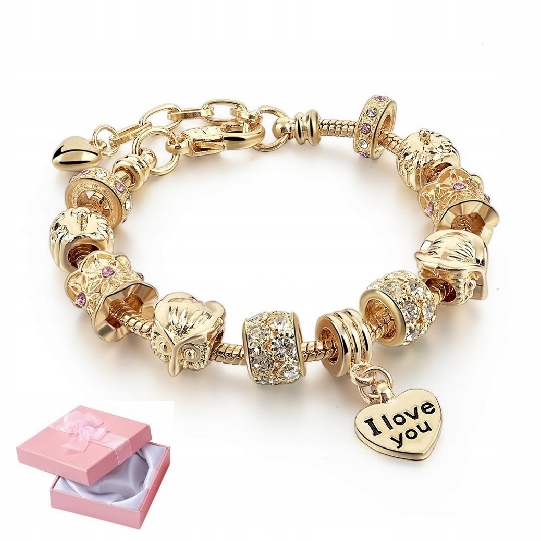 Zlatý Modulární Náramek Dámské Charms sada šperků šperky krabička
