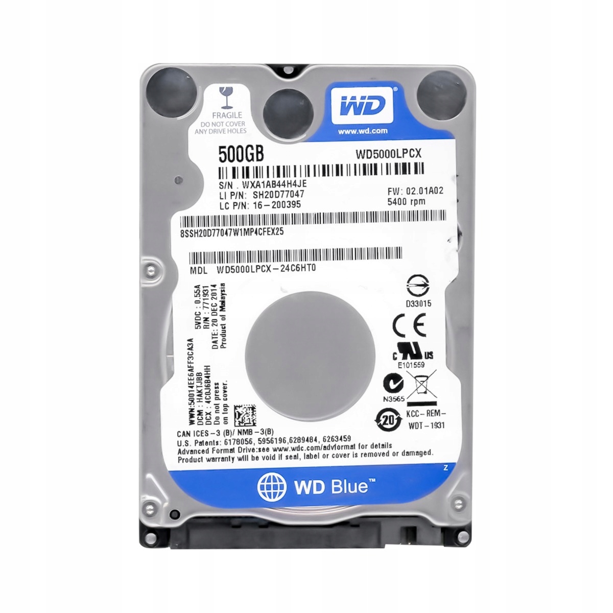 Wd Blue 500GB 5.4K Sata III 2.5'' WD5000LPCX