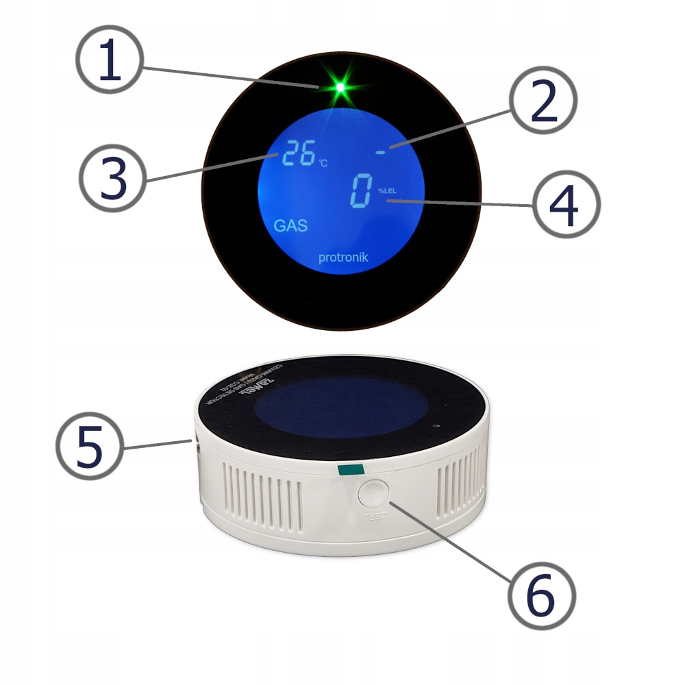 Czujnik gazu propan butan WiFi CGZ-02 ZAMEL 230V Marka Zamel