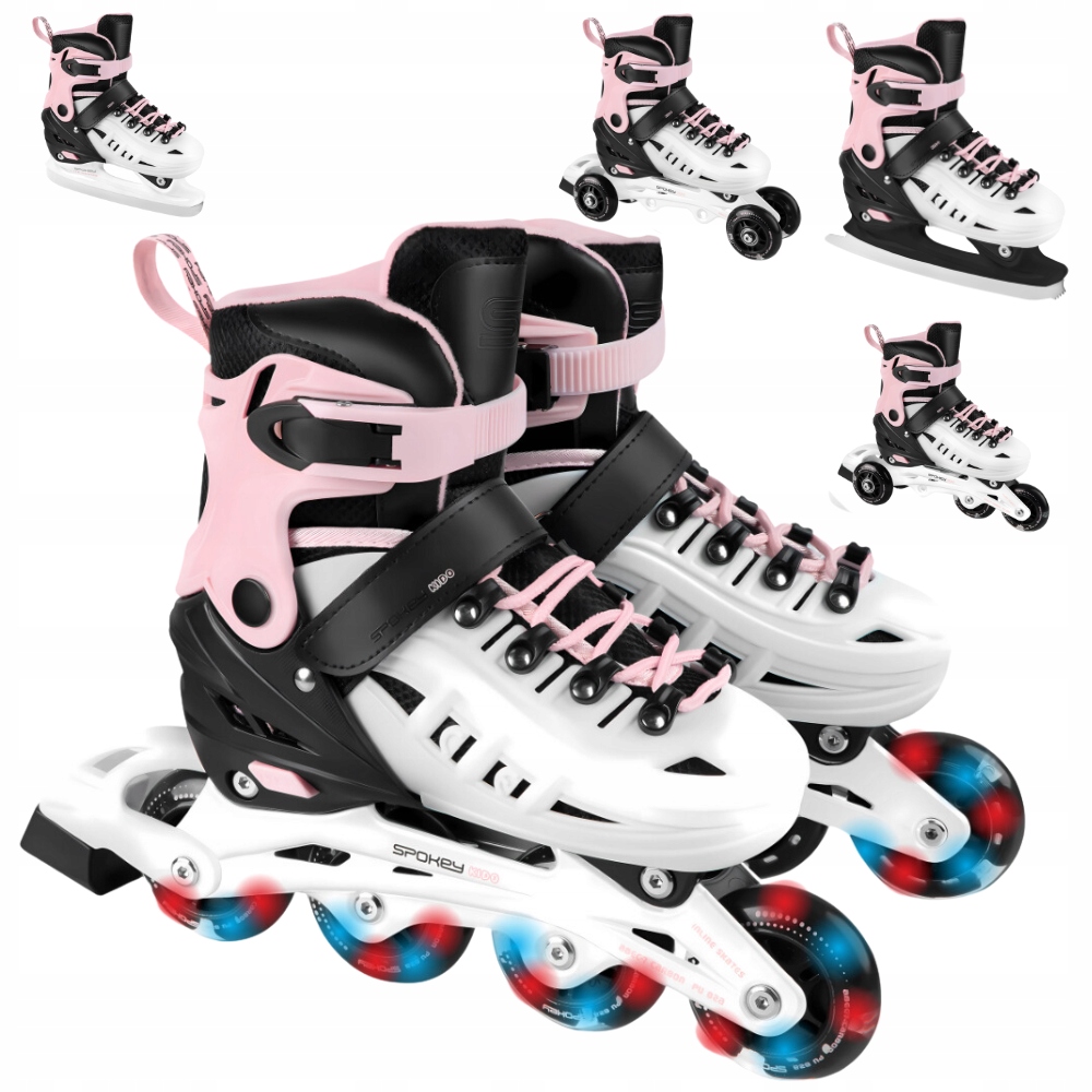 Spokey 5v1 Brusle 2v1 Kolečkové brusle Krasobruslařské Brusle Nastavitelné dětské Led kolečka