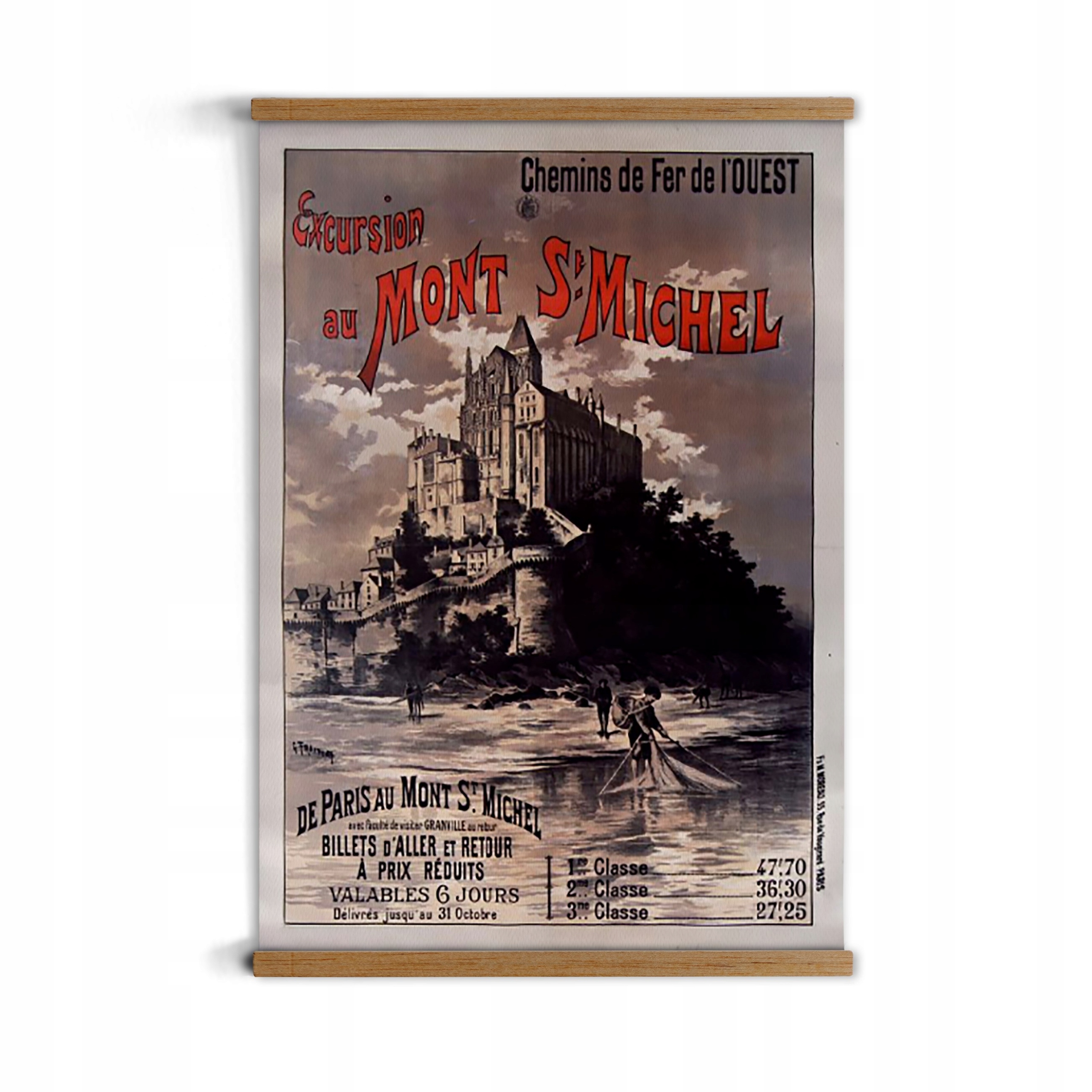 Francie zámek grafika ve vintage rámečku A3 dekorace