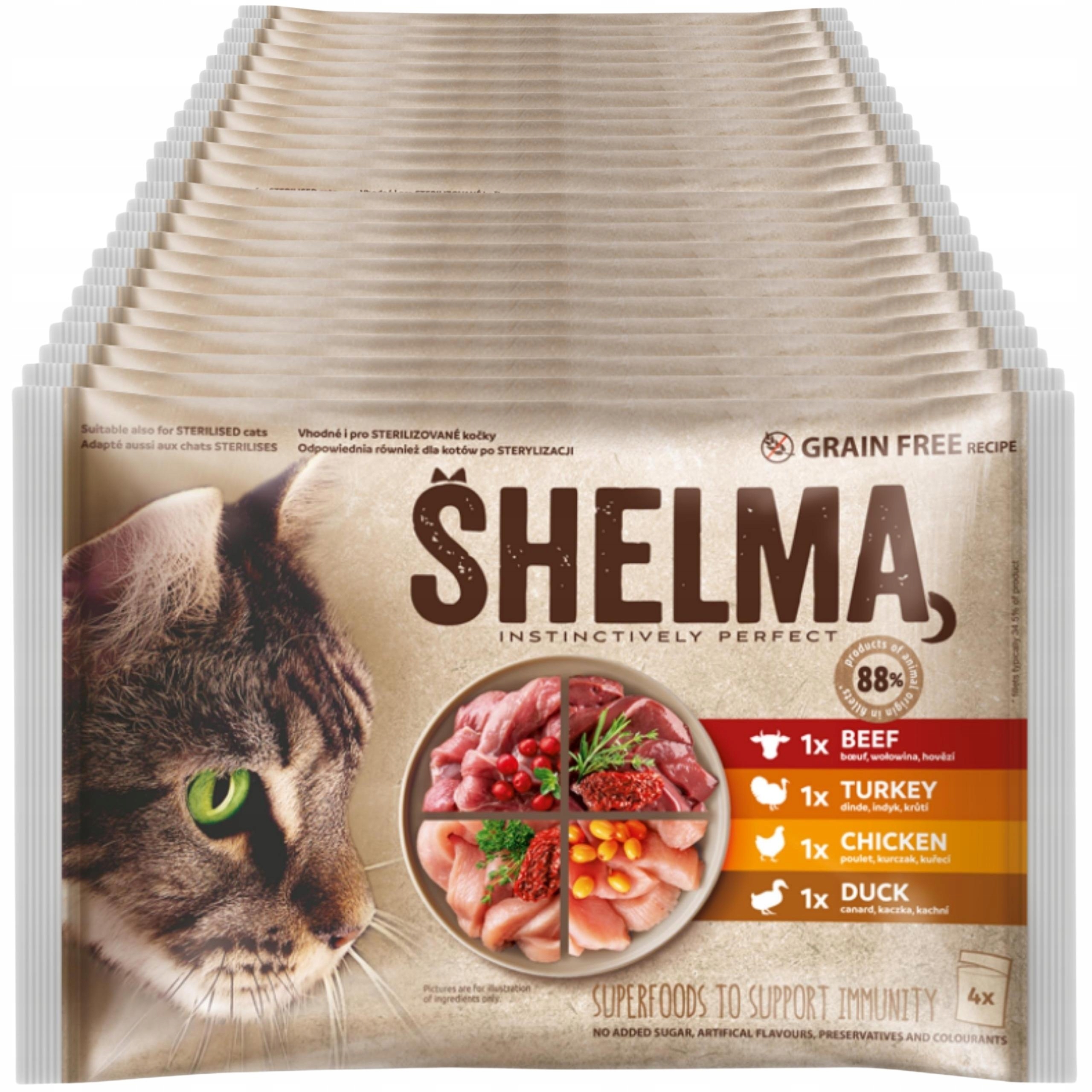 Mokré Krmivo Pro Kočky Shelma MIX Chutí 96x85 g