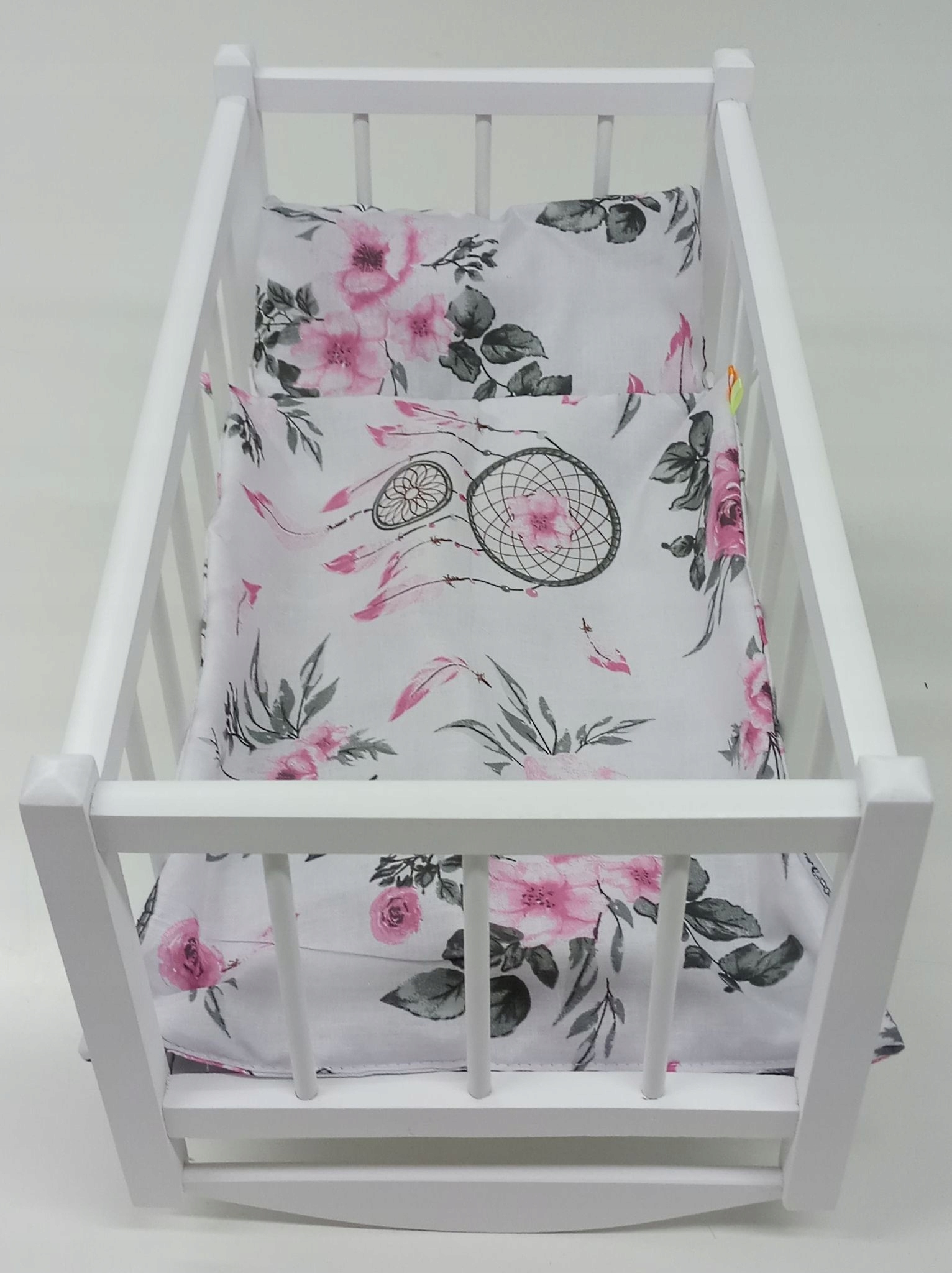 

Kołyska Drewniana dla lalek Pościel 3elementy