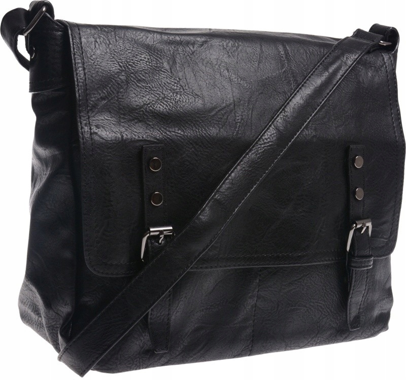 Listonoszka Damska Z Klapką czarny