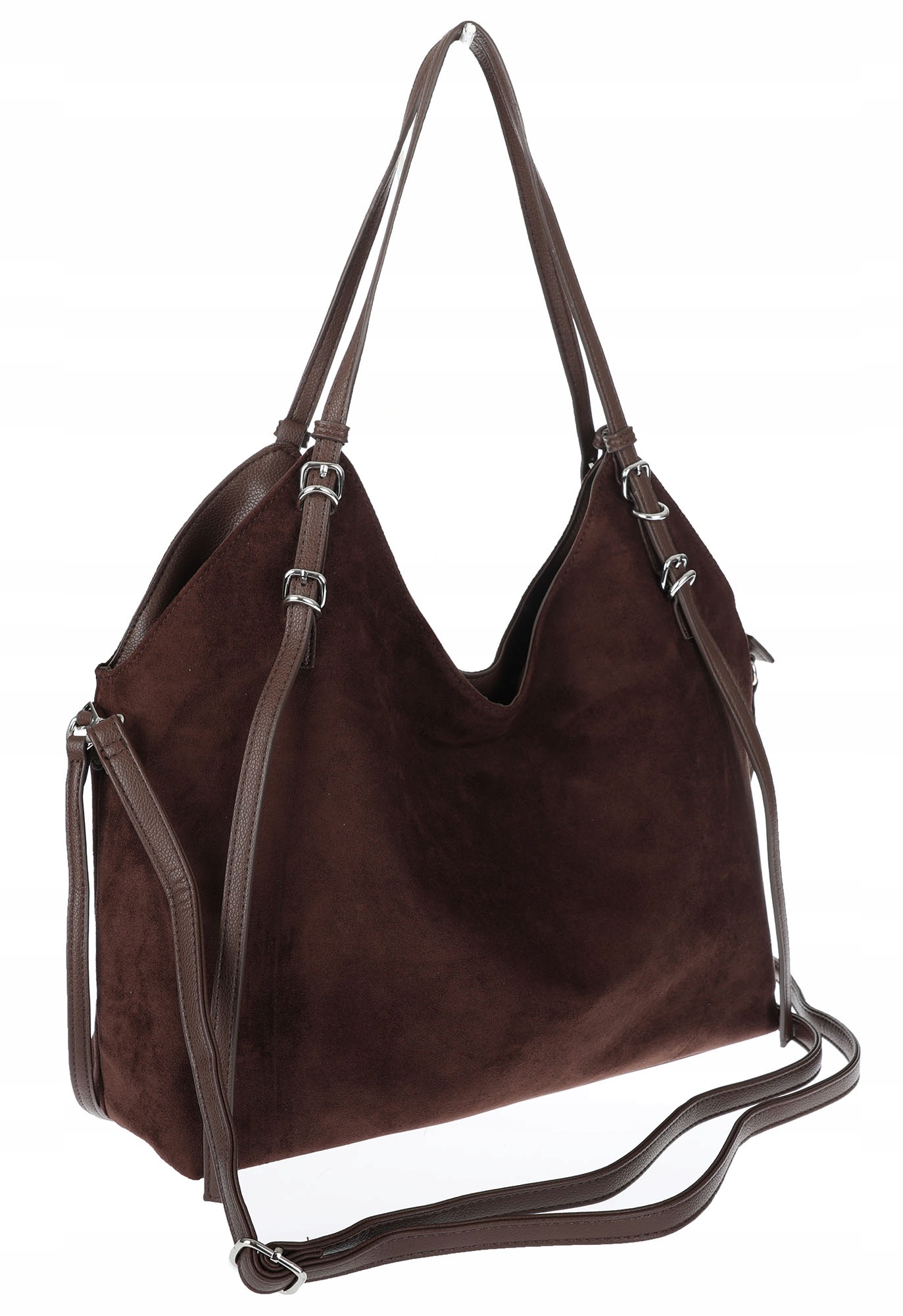 Dámská semišová kabelka shopper prostorná elegantní módní 638C Čokoládová