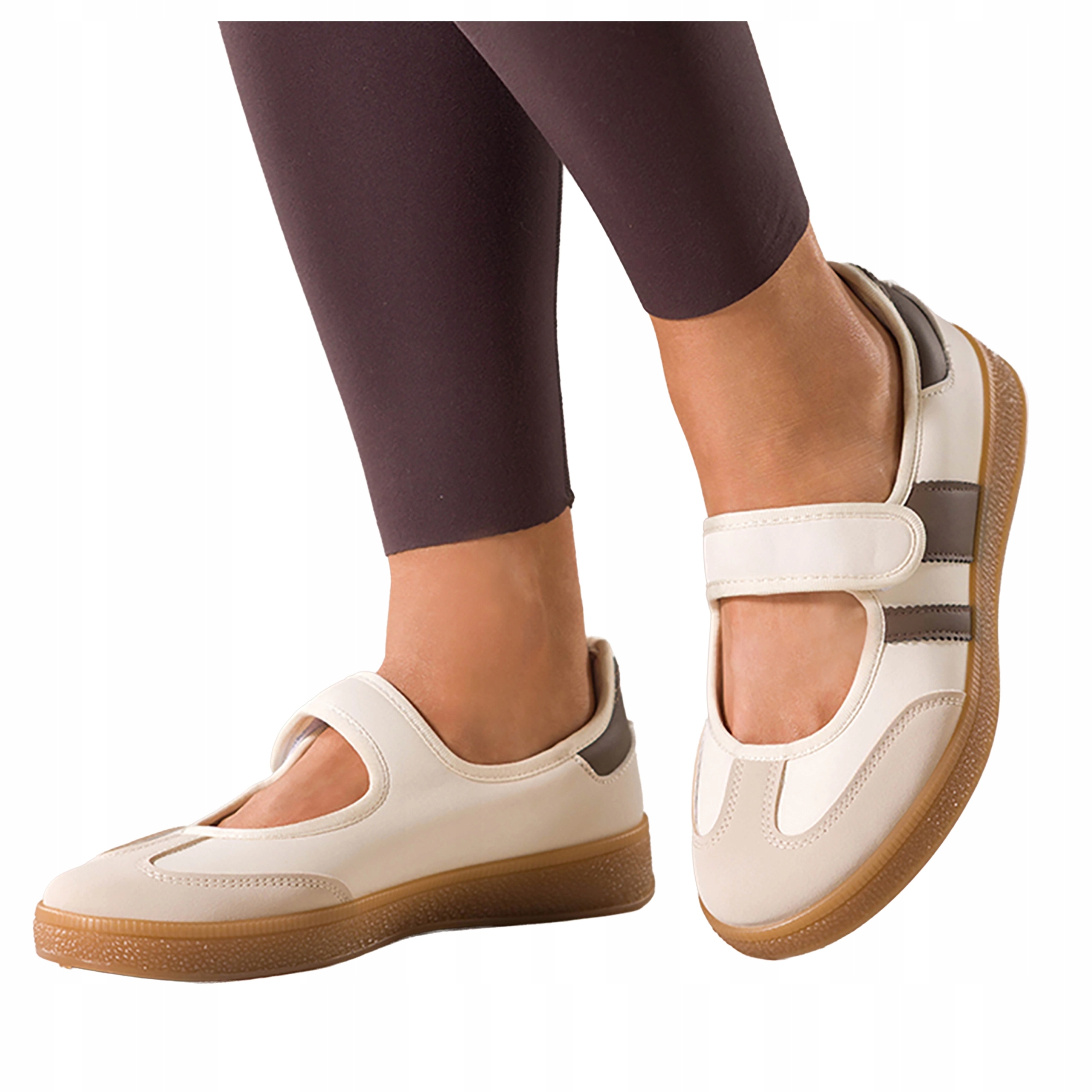 Baleríny Béžové Dámské Na Suchý Zip Sportovní Elastické Pohodlné Ploché vel. 40