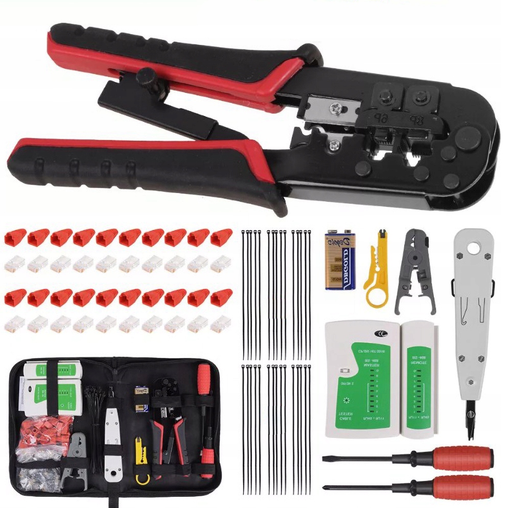 Sada Síťových Nástrojů Tester Kabelů Krimpovač Rj 45 Zástrčka RJ45 Stahovák