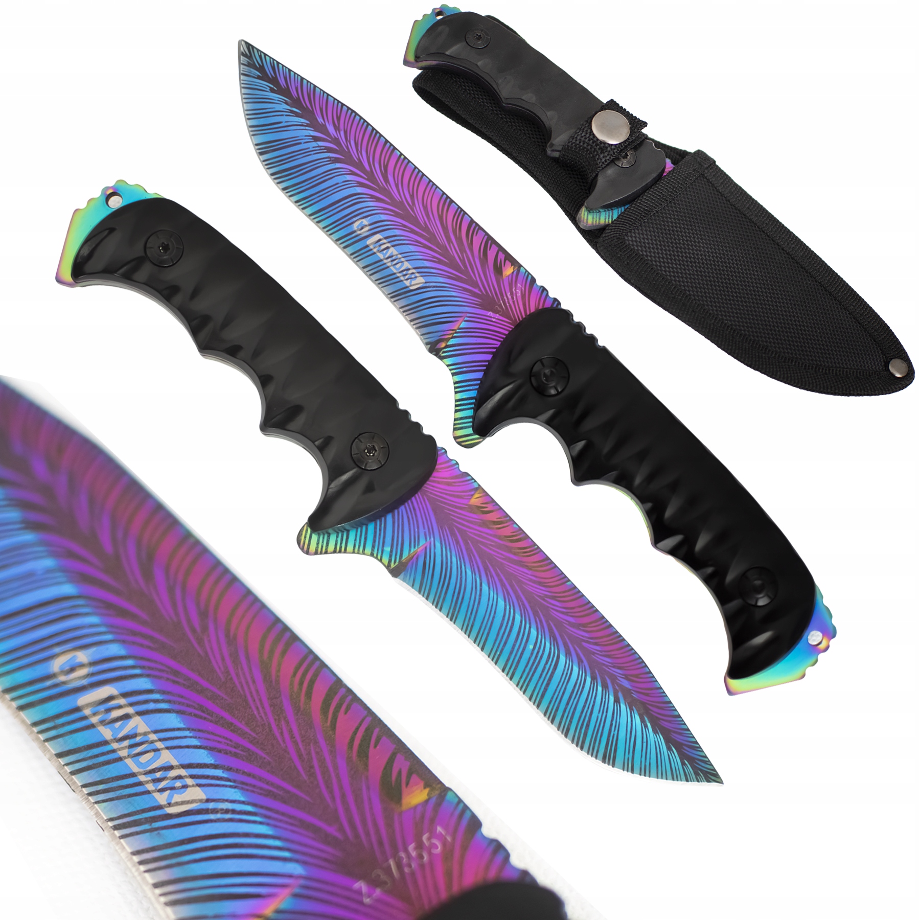 

Nóż Wojskowy Myśliwski Rainbow Fade Tęczowy Finka