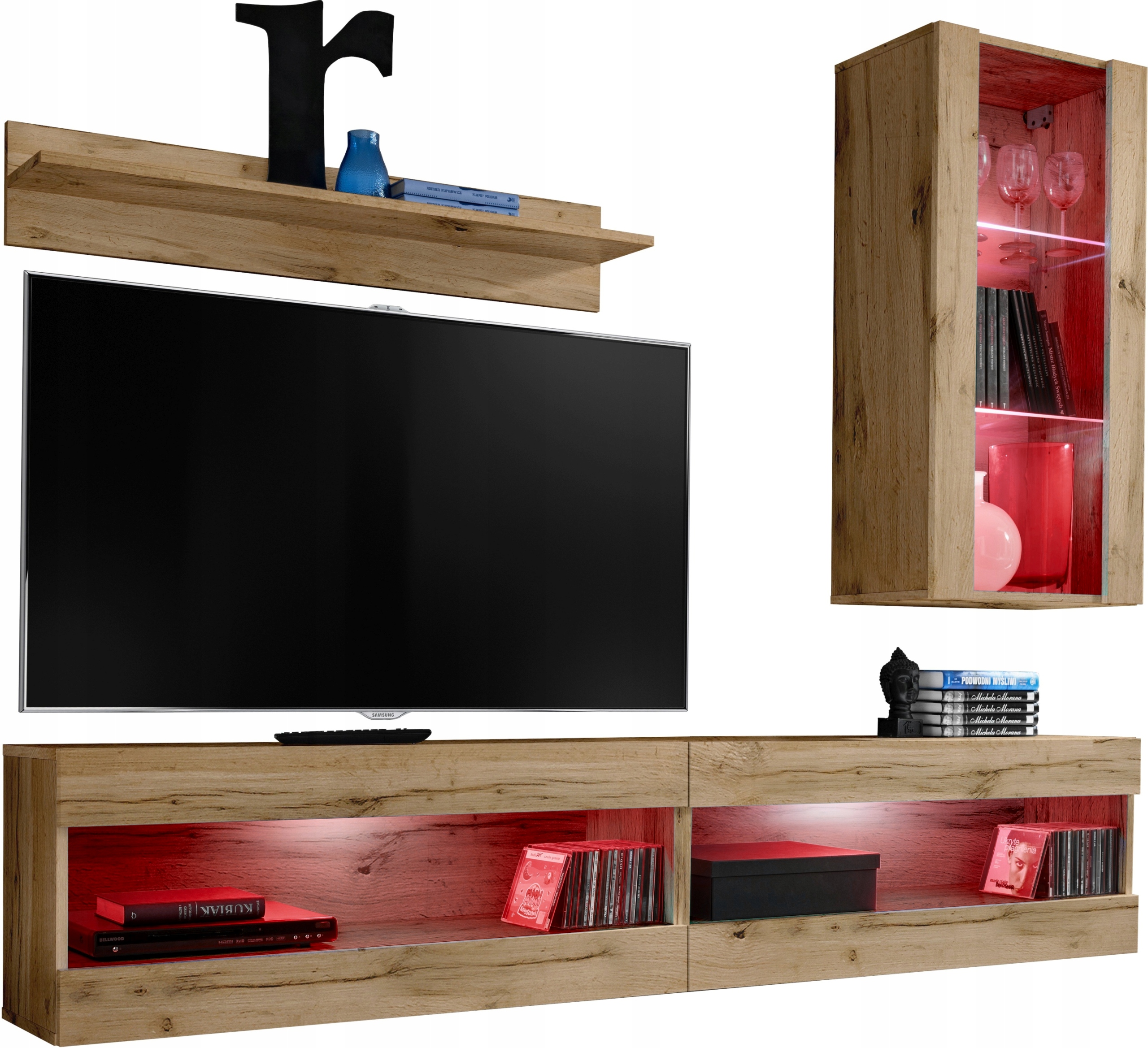 Sada nábytku Rtv Tivoli SET5 Dub Wotan/Dub Wotan, Led Rgb