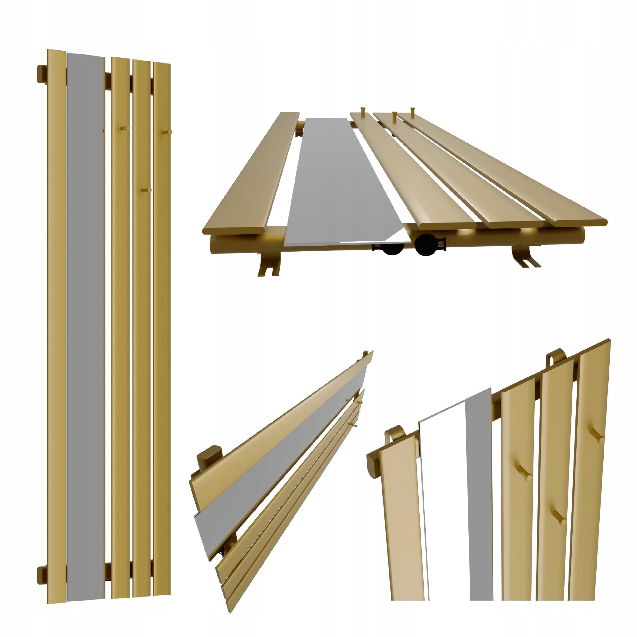 Dekorativní radiátor s věšáky zrcadlo Bello Hook Mirror 180x52 Antik Jas