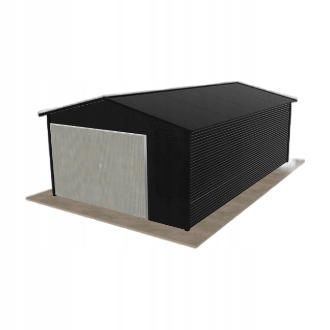 Plechová garáž 4x6.5 m jednopolohová, dvouspádová, černá