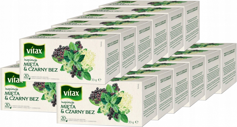 Vitax Herbata Mięta Czarny Bez 20 szt torebki x18