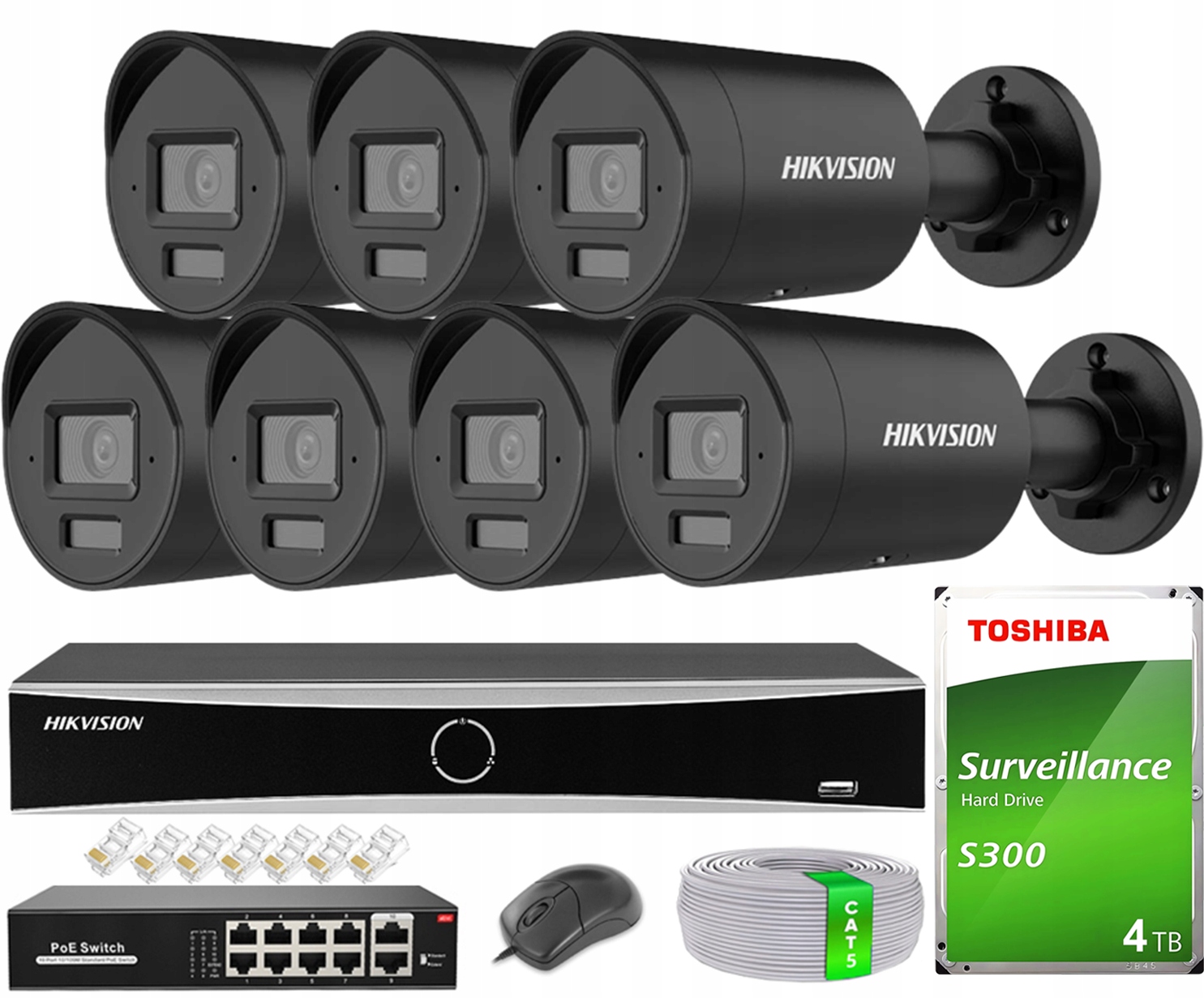 Sada Hikvision Acusense pre monitorovanie 4MP 7xDS-2CD2043G2-LI2U Black 4TB