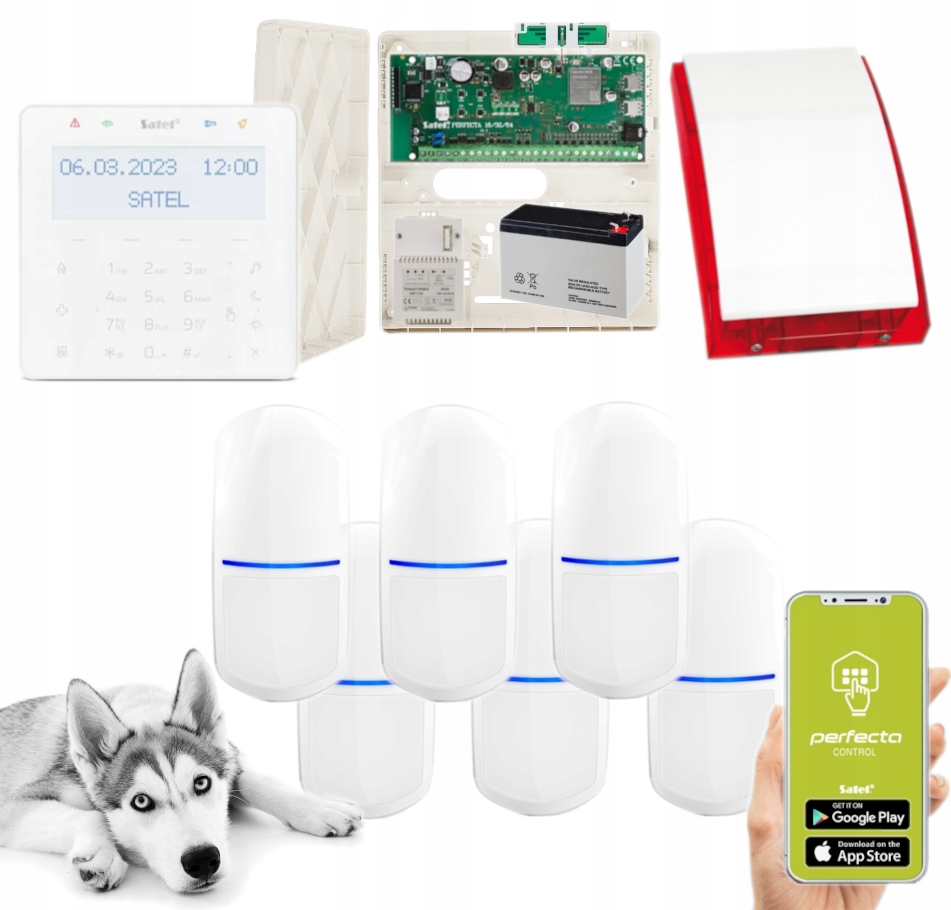 Alarm Satel Perfecta 64 M Lte Apka 6 Czujek Slim-pir-pet KSG2R-W Syrena