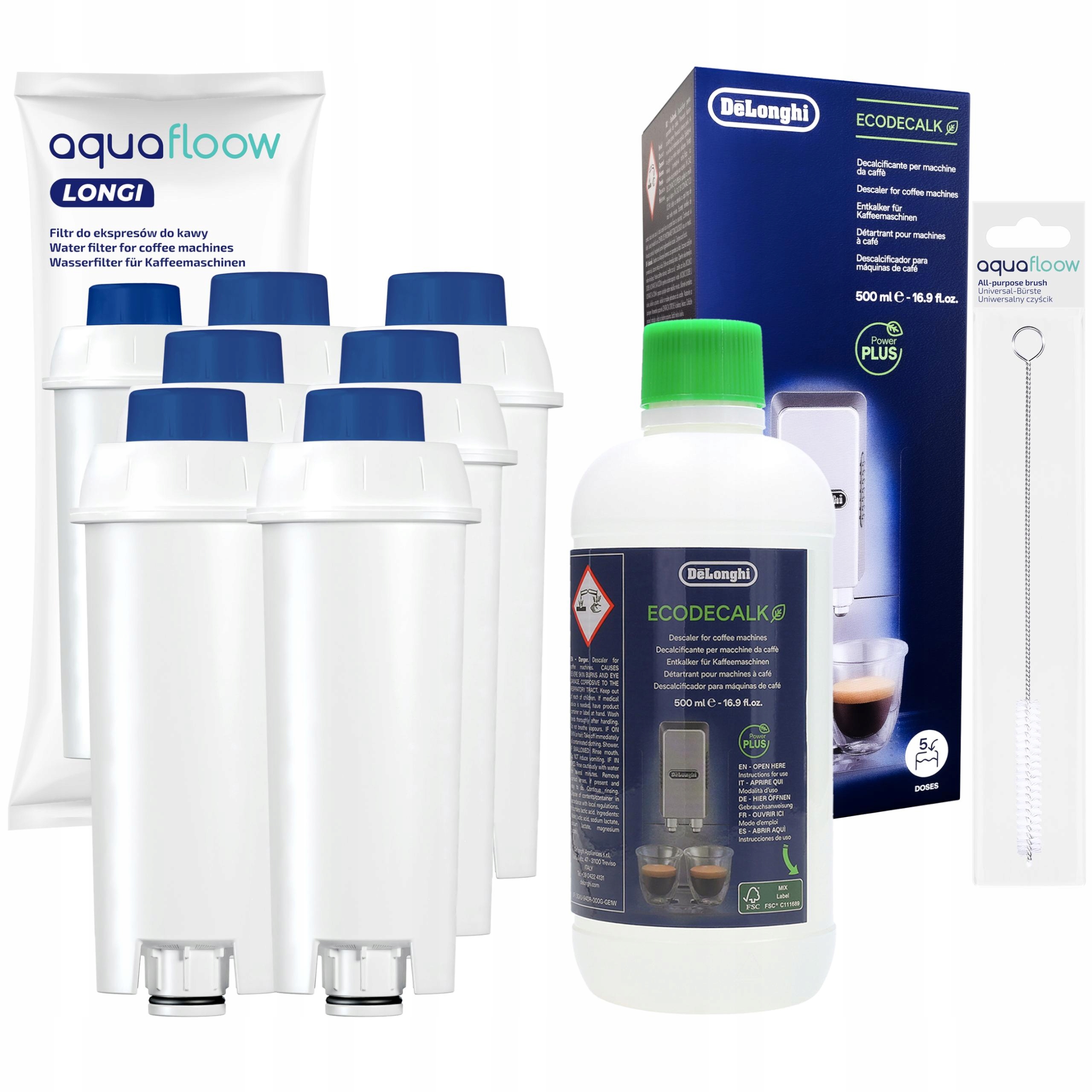 6x filtr AquaFloow do ekspresu Delonghi odkamieniacz Delonghi wycior