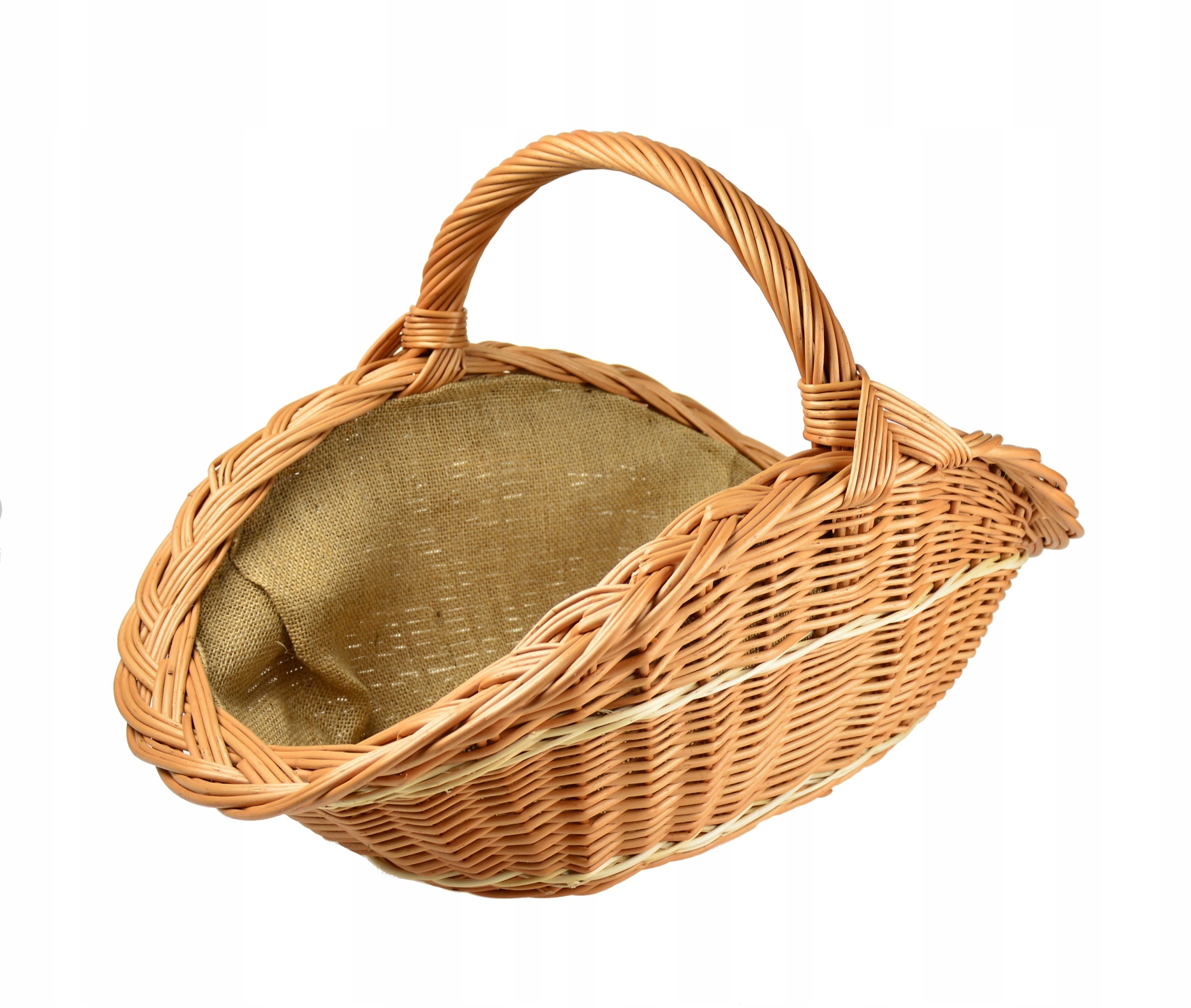 PIĘKNY Wiklinowy KOSZ NA DREWNO do kominka JUTA Marka inna