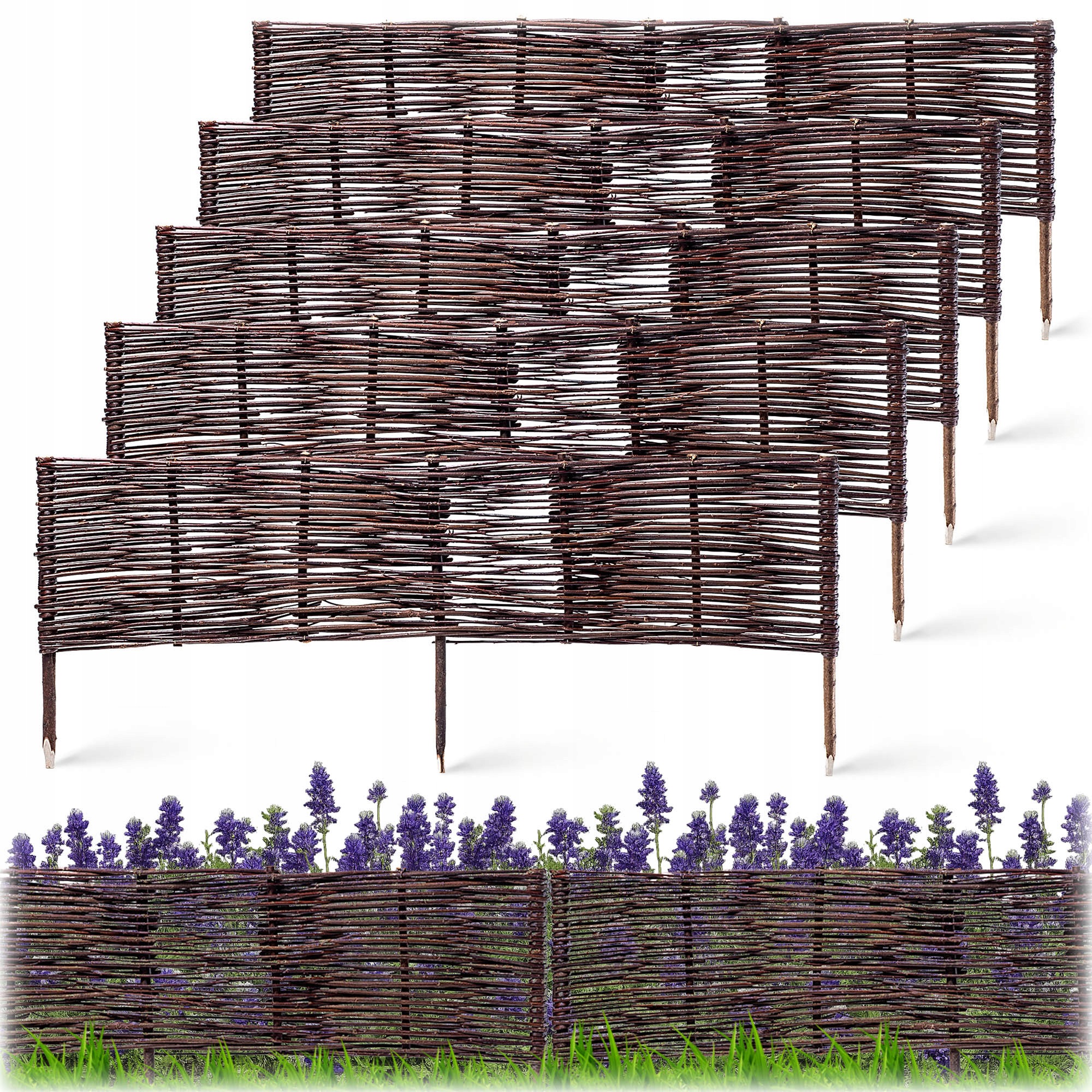 5ks Záhradná Palisáda Pletená Okrajová Plotka 100x40 cm Sada
