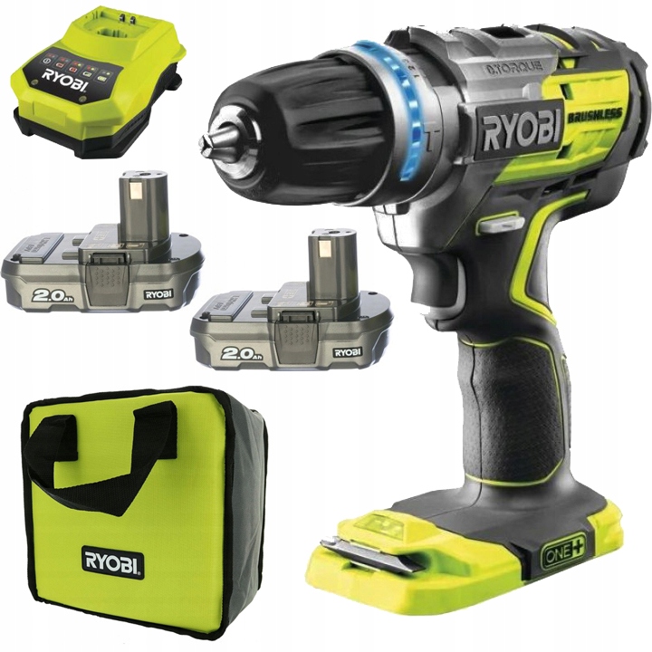 WIERTARKO WKRĘTARKA AKUMULATOROWA UDAROWA BEZSZCZOTKOWA RYOBI 18V ZESTAW
