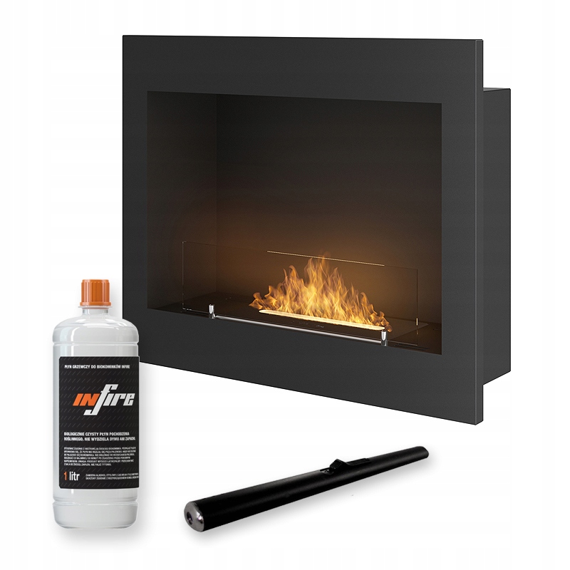 Zabudovateľný biokrb Frame 600 čierny s sklom Simplefire