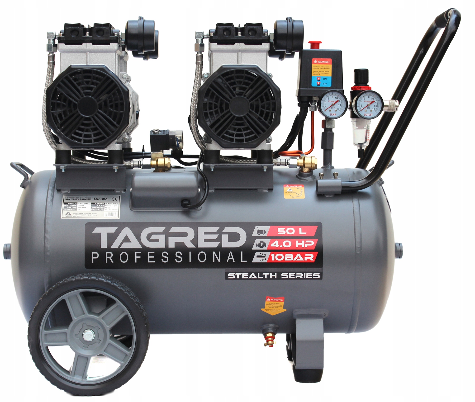 Kompresor bezolejowy Tagred TA3386 50 l 10 bar Marka Tagred