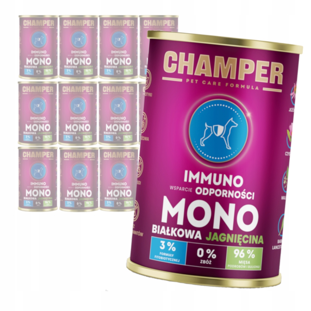 Levně Champer Immuno Monoproteinové 12x400g Vlhké Krmivo pro psy s jehněčím masem