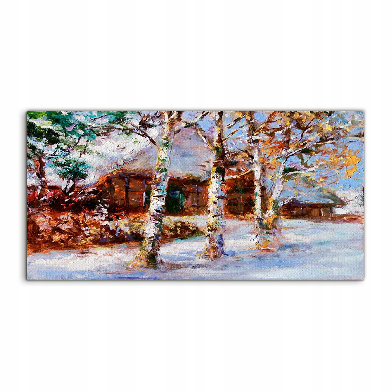 

Obraz akrylowy 140x70 z grafiką Zima Śnieg Wioska