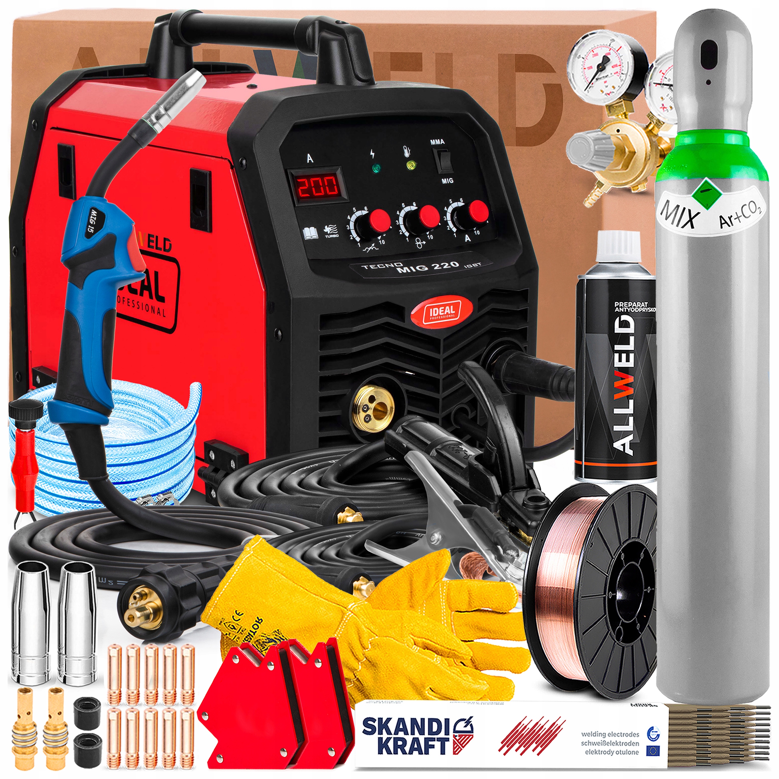 Poloautomatický Ideal Tecno Mig 220 Lutosvařování 230V 220A Mma Flux Pro Hliníkovou Ocel