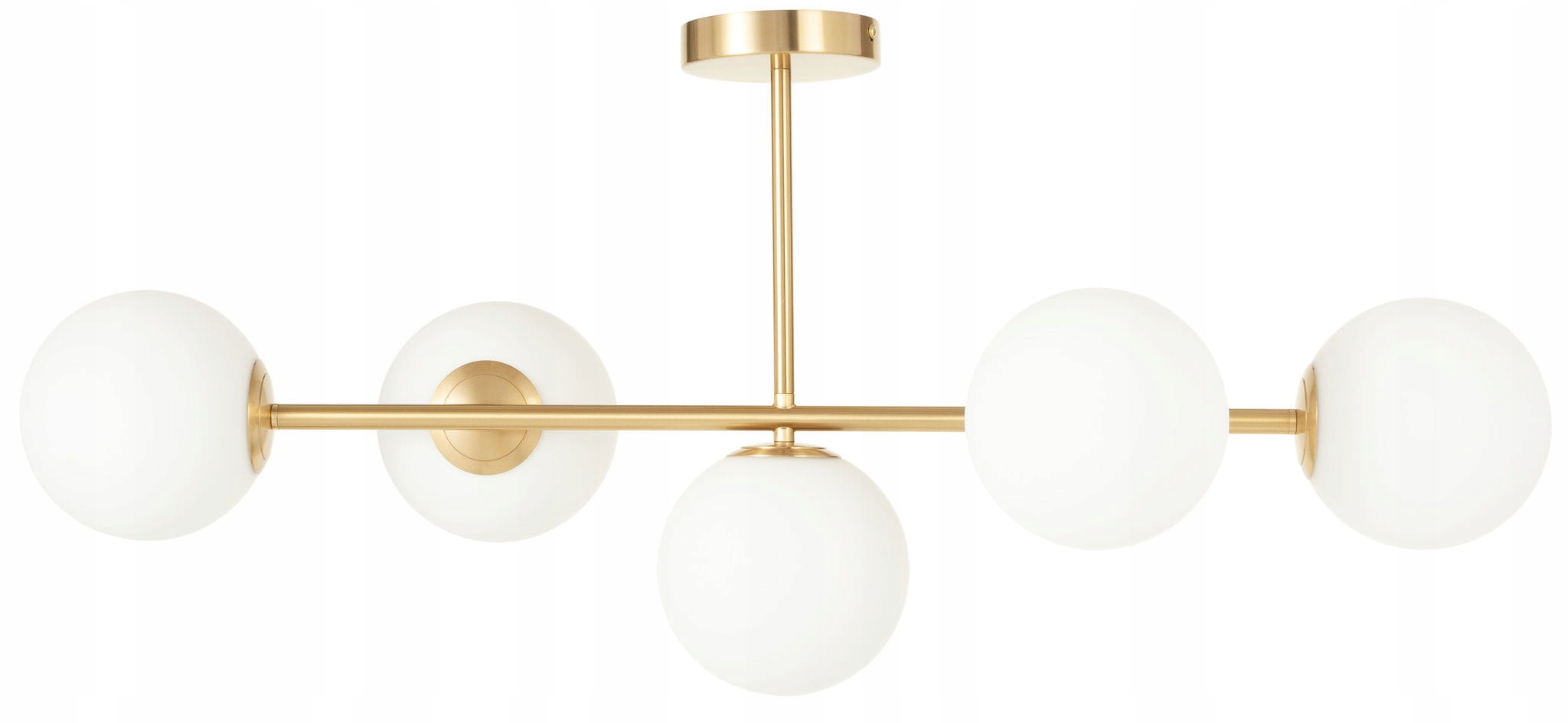 Lampa Milano zlatá 5 tienidiel mliečne gule dvojokruhová moderná EP1C4