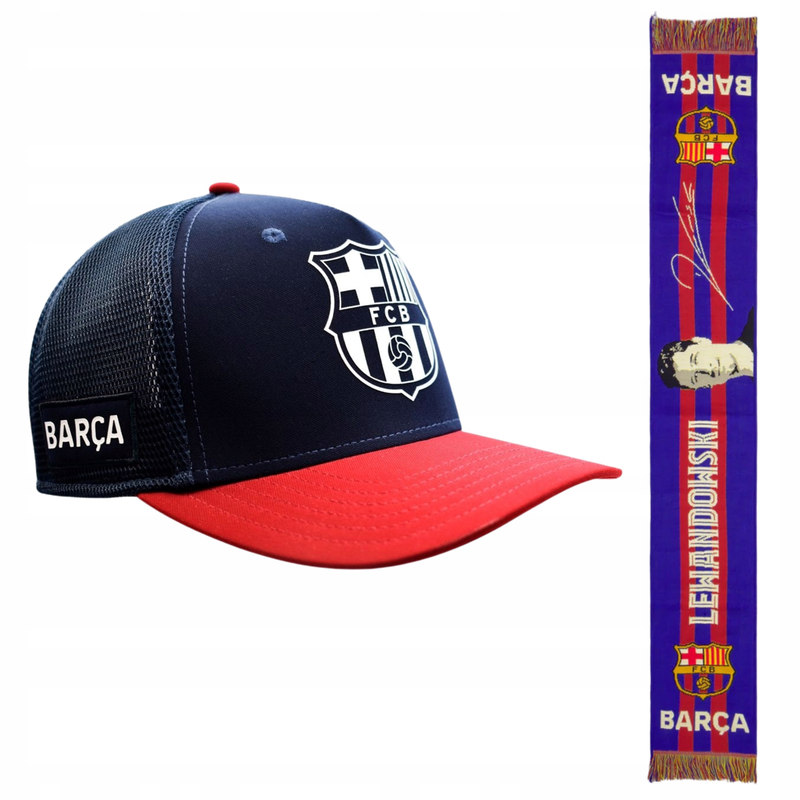 Czapka z daszkiem dla dorosłych Fc Barcelona i szalik zestaw kibica