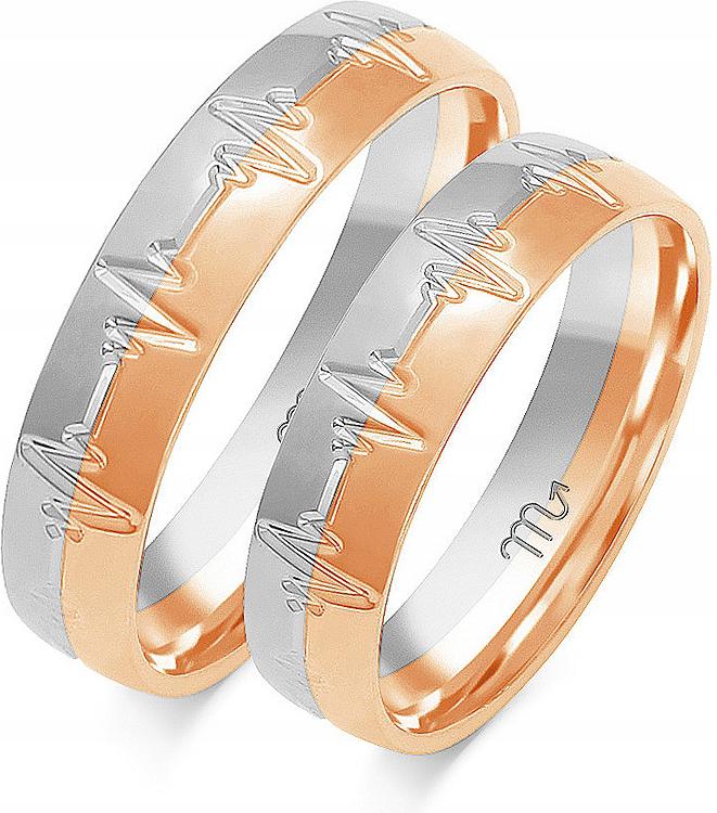 Prsten z růžového zlata svatba 14k 585 r 17 18 19, originální s gravírováním