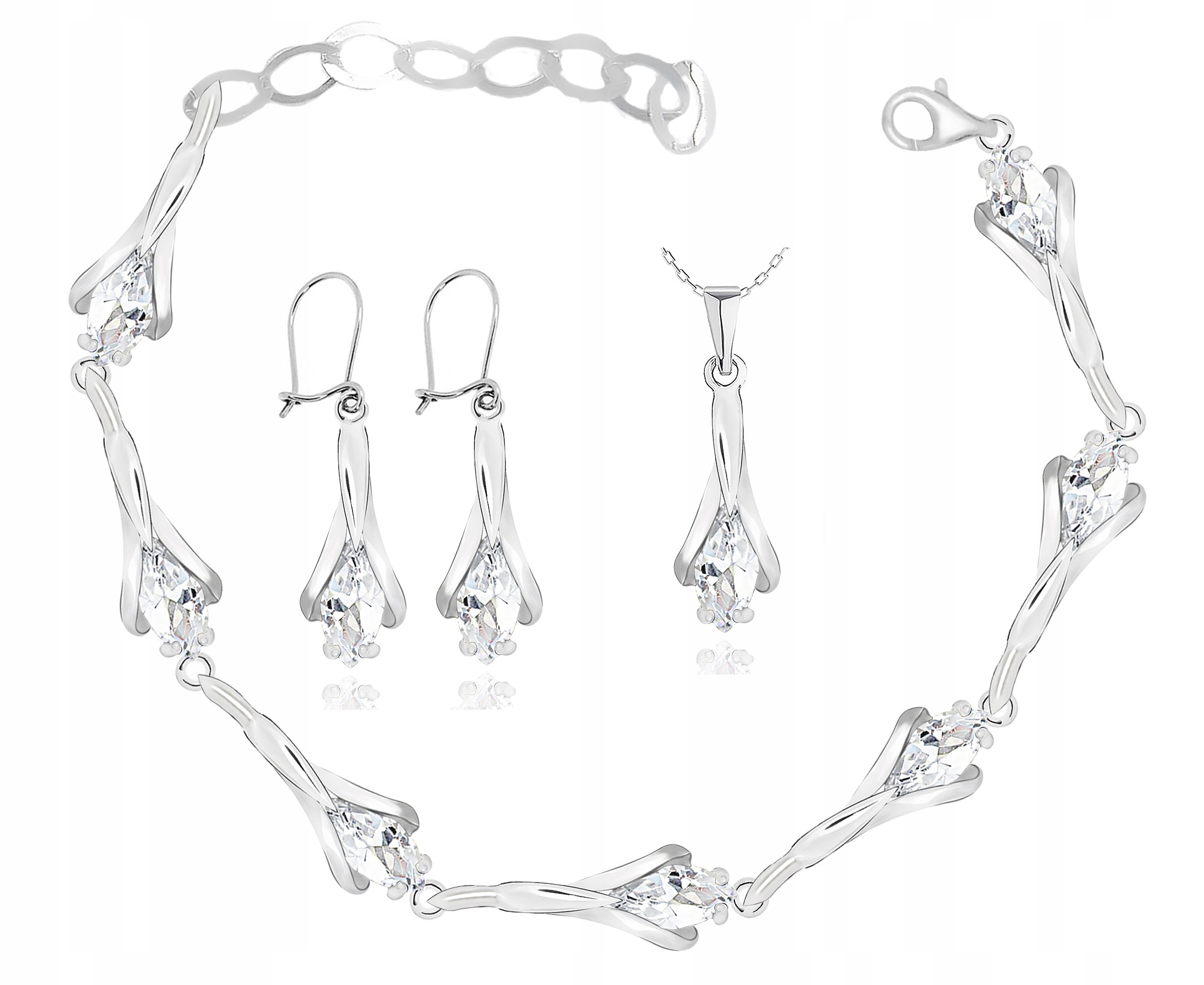 

Srebrny Komplet Biżuterii Z Cyrkoniami pr925