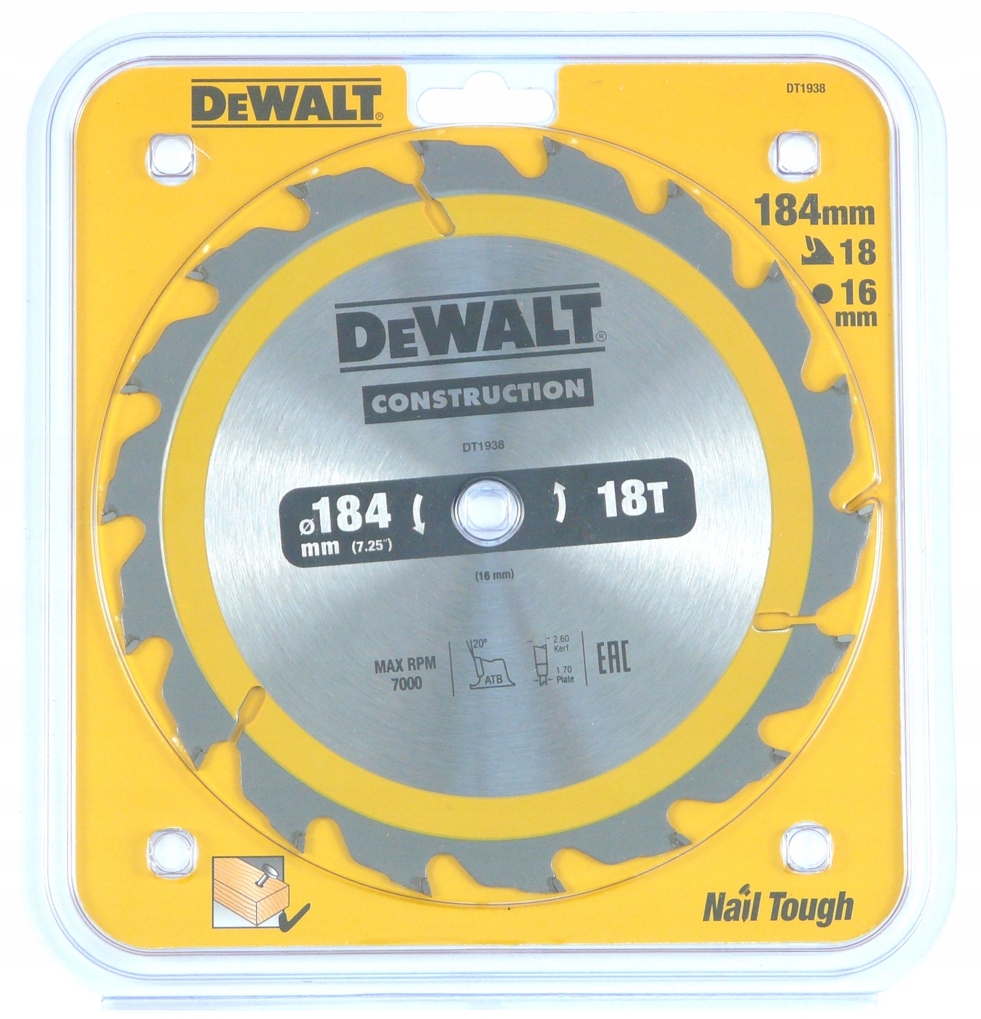

Dewalt Tarcza Do Drewna DT1938 184mm x16mm 18z
