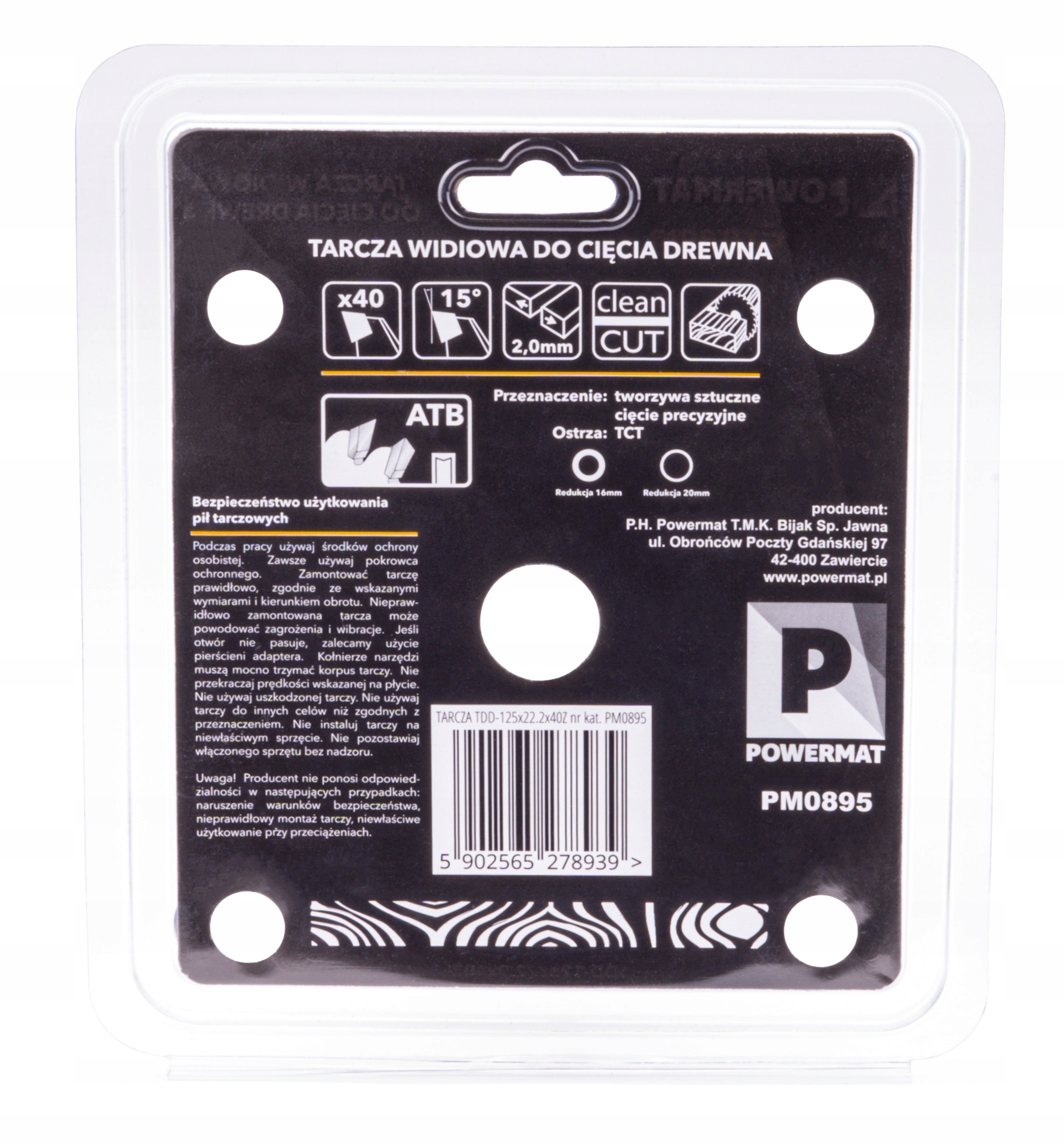 Tarcza WIDIOWA Do CIĘCIA Drewna PILARKI TARCZOWEJ Piły Piła 125 x 22.2 40Z Seria Extreme