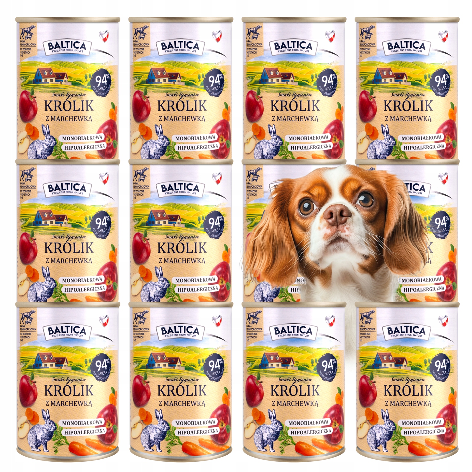 Mokra Karma dla Psa Bez Zbóż Baltica Mono Puszka Królik z Marchewką 12x400g