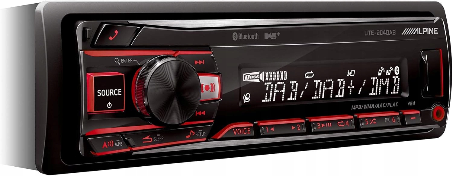 Alpine UTE-204DAB autorádio Aux MP3 Usb Bluetooth Dab+ Multi-Color