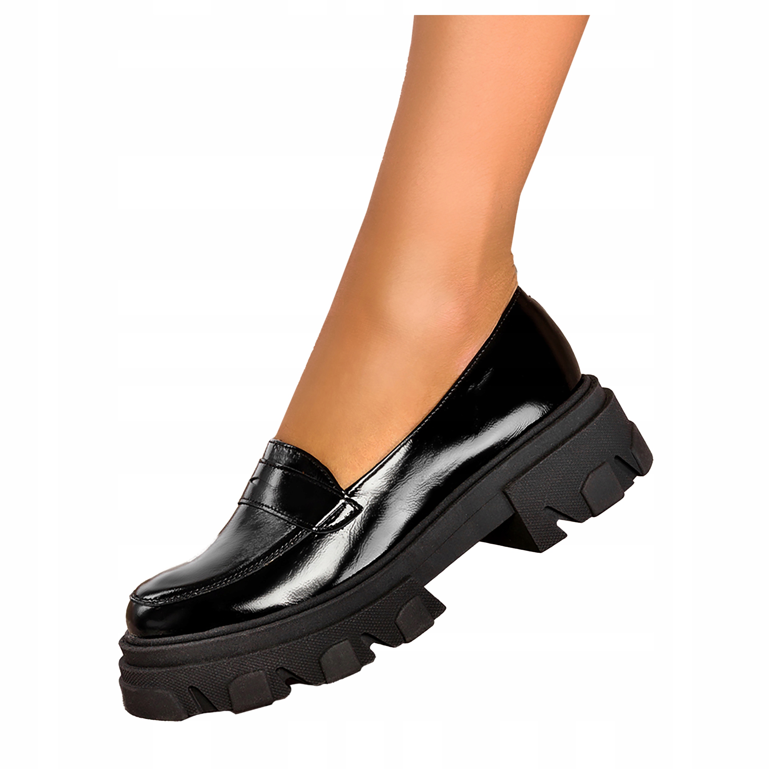 Mokasíny Na Platformě Polské Kožené Polobotky 40