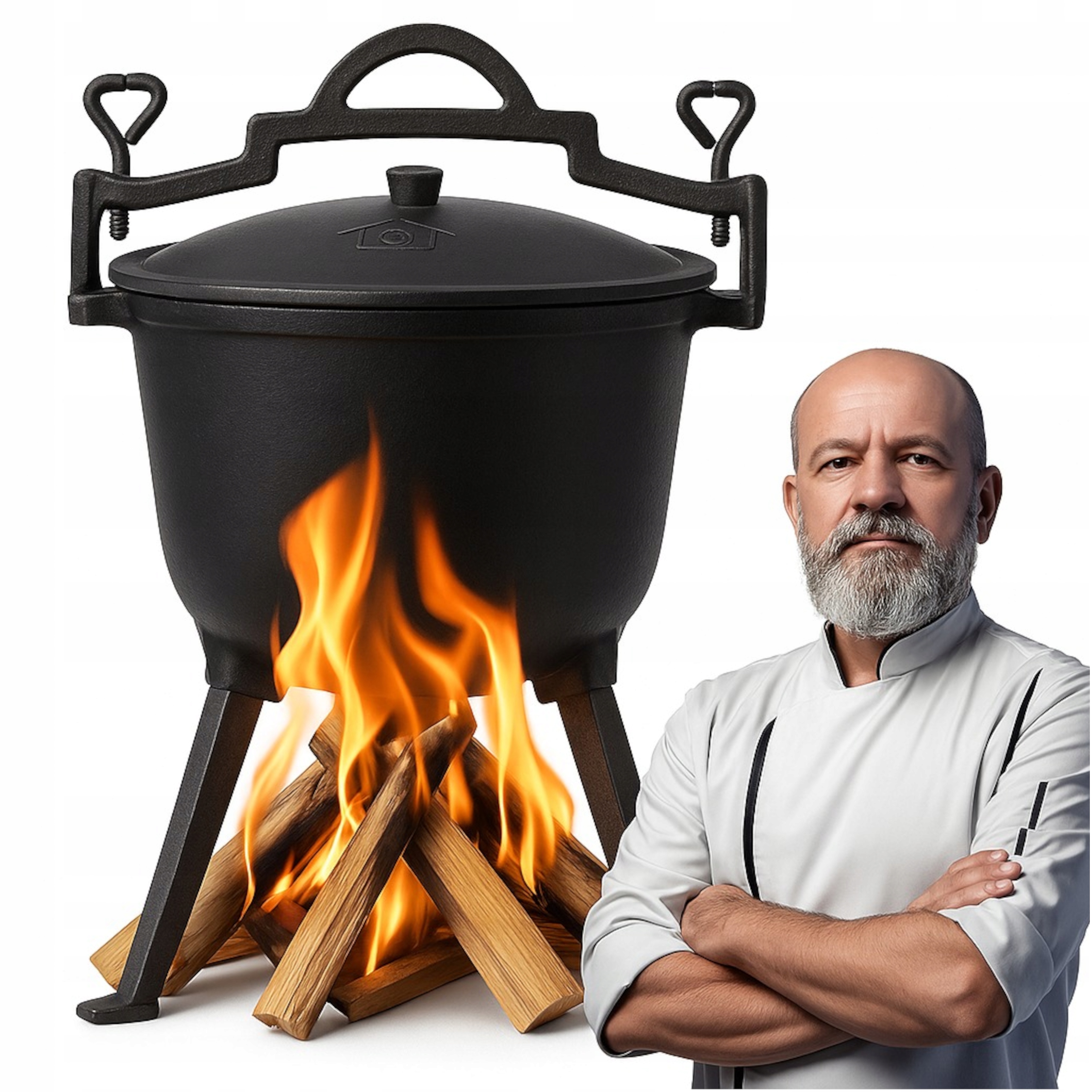 Kociołek Żeliwny Garnek Myśliwski Węgierski Na Ognisko Grill Pieczonki 10L