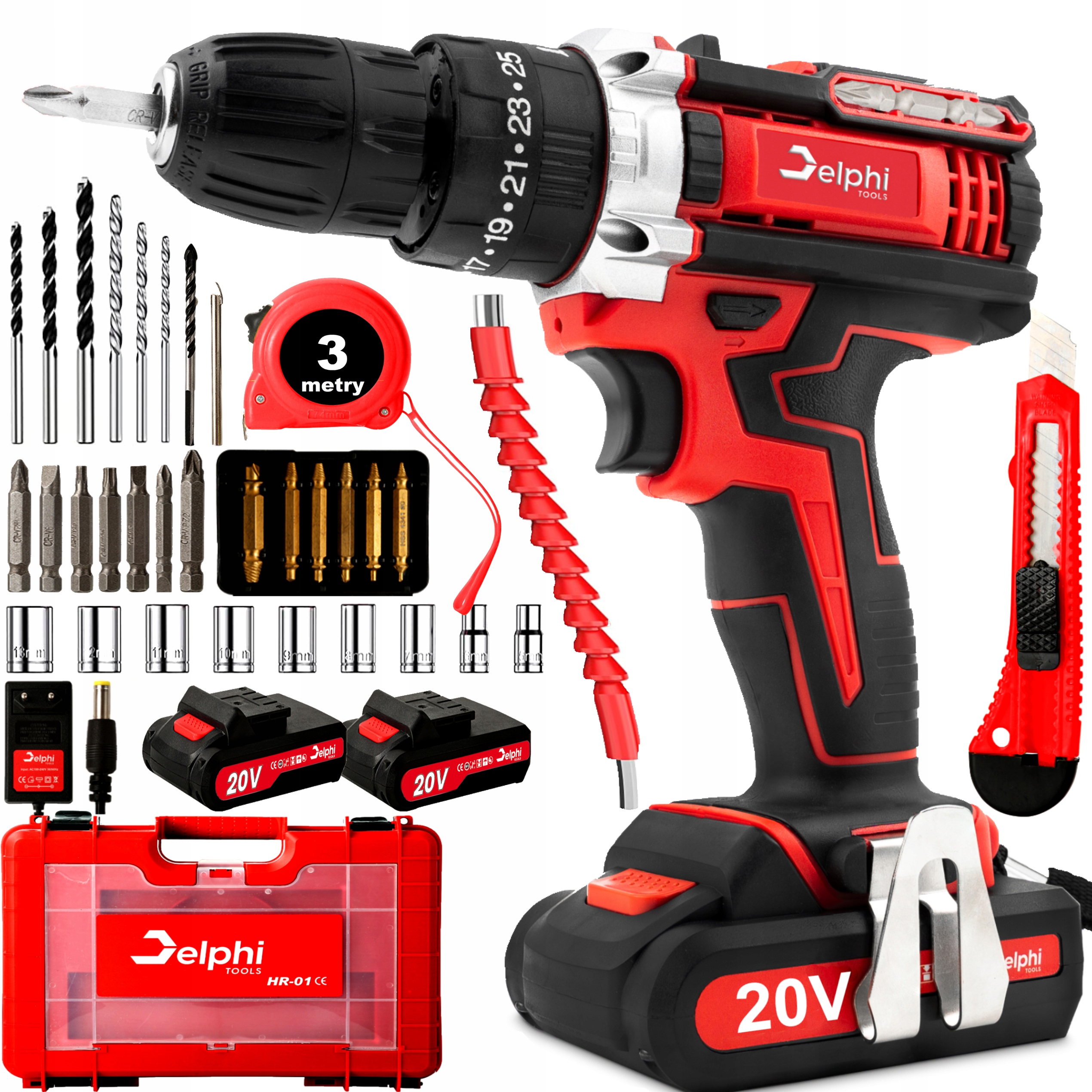 Wiertarko Wkrętarka Akumulatorowa 2xAKU Udarowa Mocna 20V Wkrętak Zakrętark