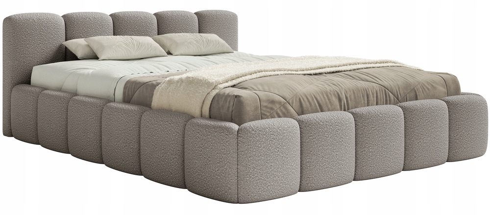 Čalouněná postel 200 x 200 cm Cloudy Low s úložným prostorem, šedá