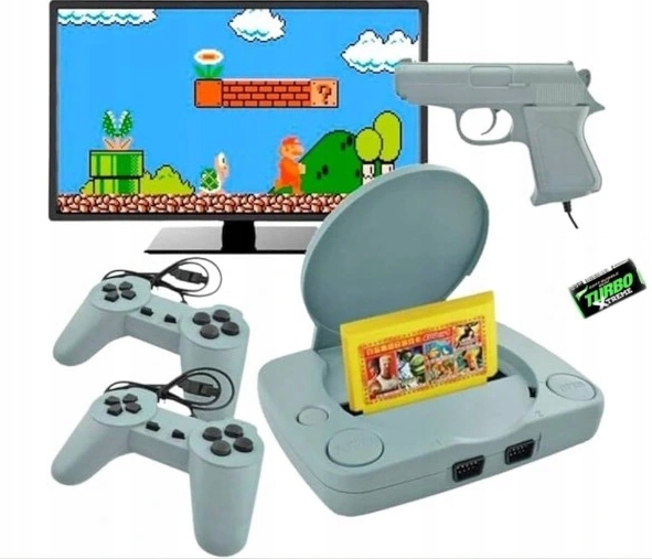 KONSOLA TELEWIZYJNA GRA ELEKTRONICZNA RETRO PISTOLET 2 PADY GRY + PISTOLET
