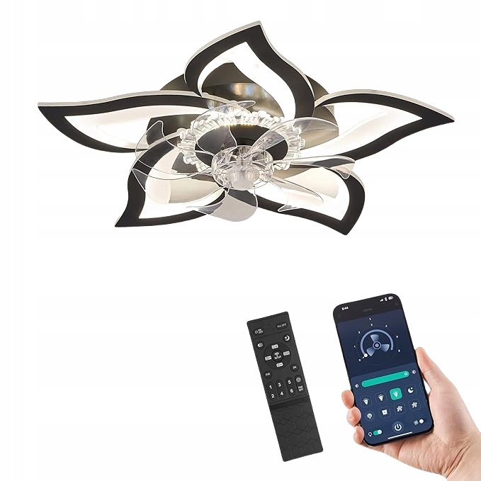 Stropná Lampa S Veterným Mlynom Lotosový Kvet Do Spálne Led Luster S Diaľkovým Ovládaním
